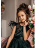 Black Satin Tulle Feather V Back Flower Girl Dress